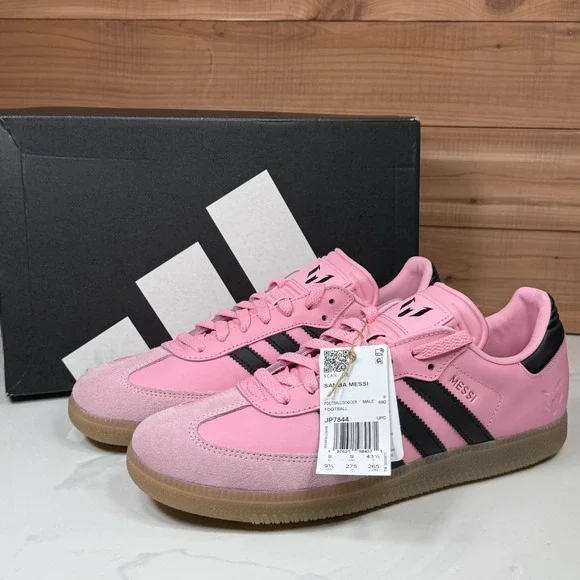 Adidas Samba Messi Football Soccer Shoes Light Pink Suede Men's Size 9.5 - Picture 1 of 13